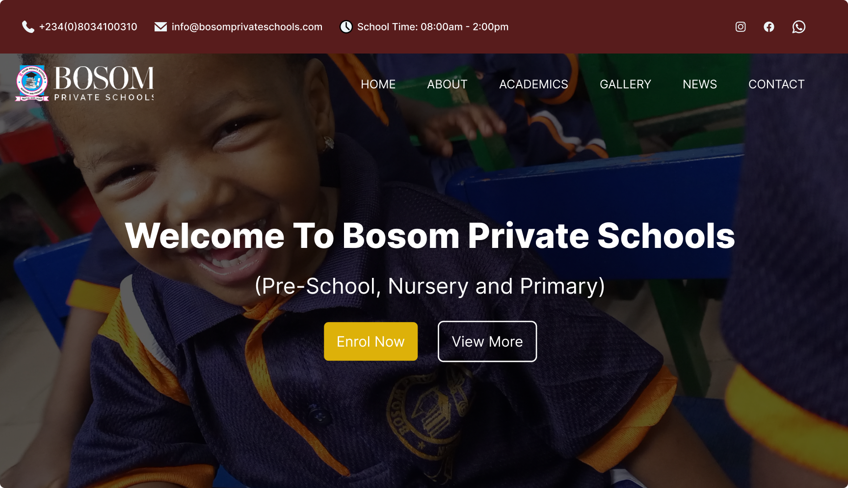 Bosom Schools Website design